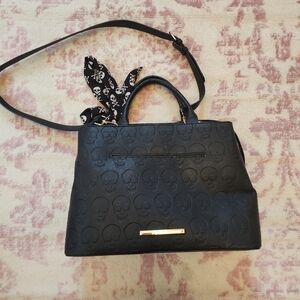 Betsey Johnson Black Skull Embossed Handbag